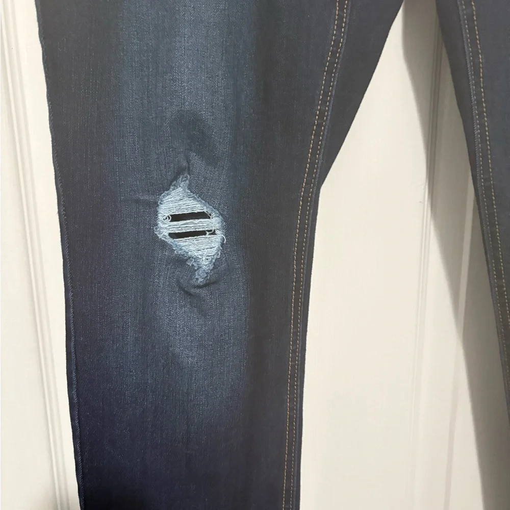 Time & Tru Dark Blue Distressed Skinny Jeans - Picture 3 of 6